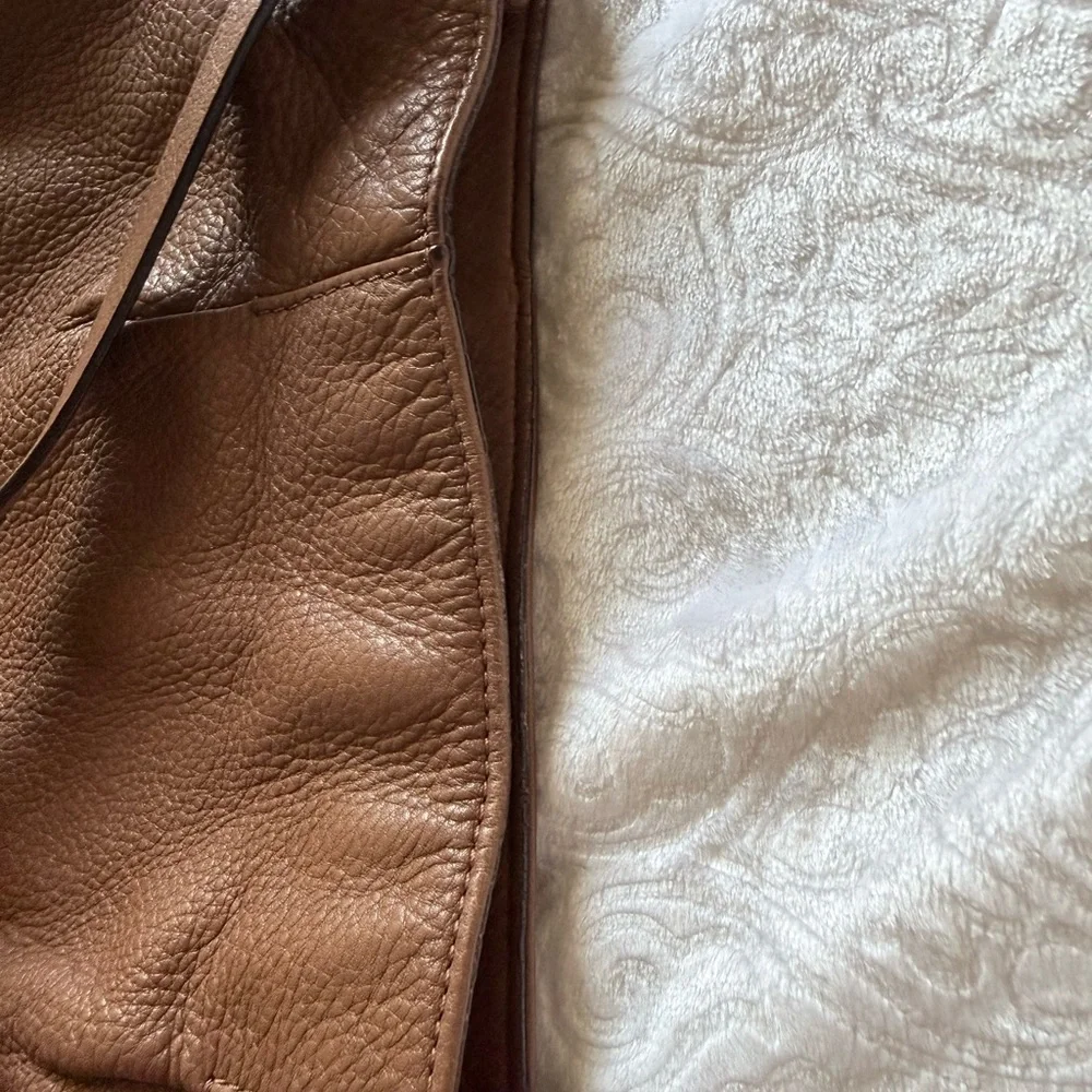 Michael Kors Brown Leather Hobo Bag Shoulder Purse Gold Tone Logo